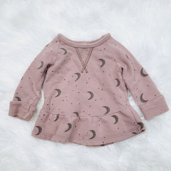 Childhoods Crewneck Lunar Mauve Moon Peplum Ruffle Long Sleeve‎ Sweatshirt 3-6M - Picture 1 of 6